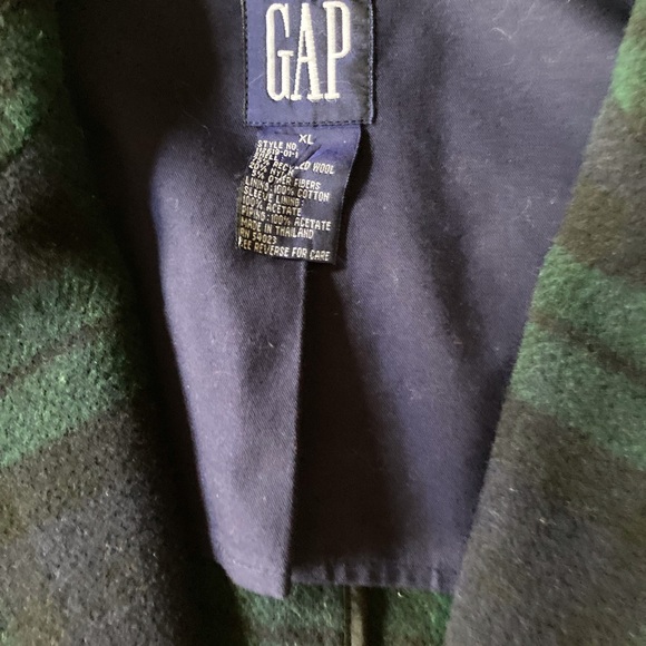 The Gap men glen plaid green navy black wool jacket - Picture 6 of 11